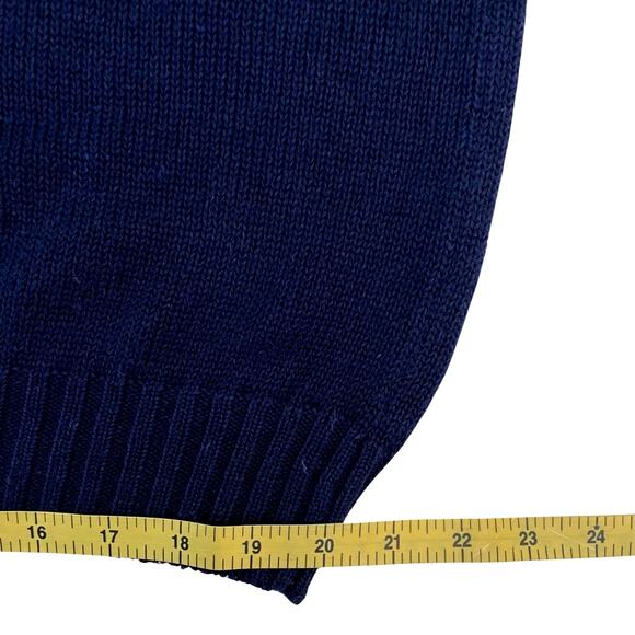 Vintage Elisabeth Navy Sweater with 2 Large Flowers - Plus 1X - 80s - Floral - Picture 5 of 8